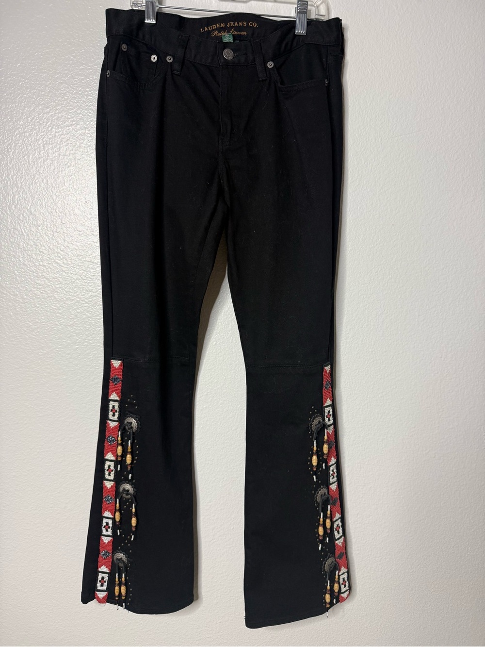 Vintage Ralph Lauren Jeans Co Black Beaded Concho Bootcut Jeans 4P Western Y2K - Picture 2 of 12